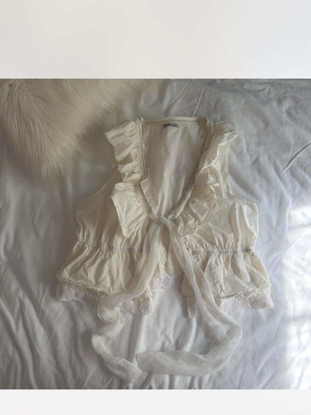 Charlotte Russe Ivory  Lace y2k babydoll top
